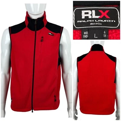 Chaleco polar grande RLX Ralph Lauren para hombre rojo negro cremallera completa hecho en Canadá vintage Foto 1 de 4
