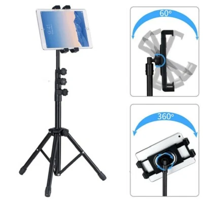 360° Rotation Firmly Floor iPad and Tablet Tripod Stand with Enhance Clamp Head - Image 1 of 4
