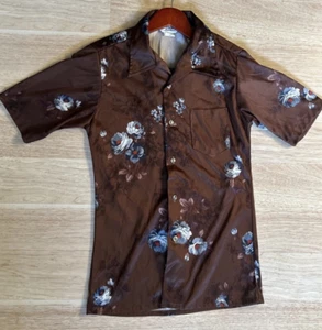 Camisa marrón abotonada vintage de Christopher James para hombre pequeña* - Imagen 1 de 10