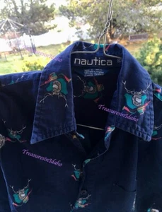 Vintage Rare nautica Shirt Hunting Elk Buck  Antler Trophy Gun  Boys  size  S/P - Picture 1 of 13