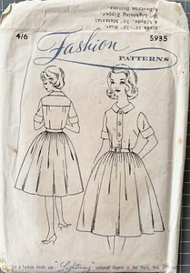 FASHION PATTERN 5935 - 1950’s Gathered Dress Sewing Pattern. Size 10-12-14-16. - Picture 1 of 2