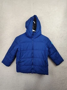 Gap Kids Boy Coat Extra Small Blue Poly Long Sleeve Hooded Puffer Winter Overcoa - Picture 1 of 21