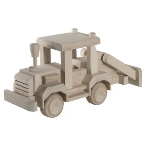 Wooden Construction Tractor Bulldozer Roadworks Machine To Decorate Craft Paint - Picture 1 of 7