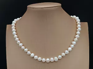 Collana donna perla bianca naturale girocollo fermaglio argento bianco 925 - Foto 1 di 12