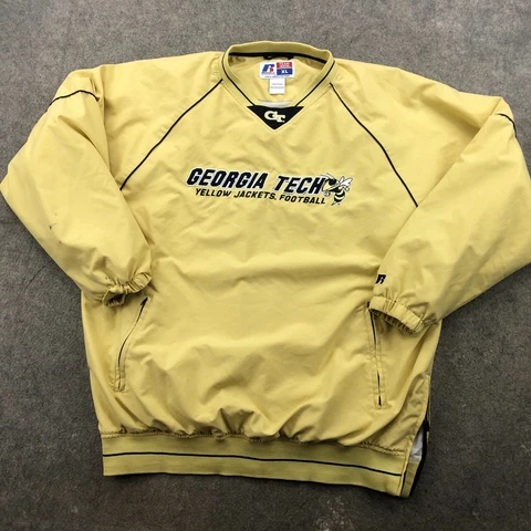 Georgia Tech Yellow Jackets Pullover Mens XL Yellow Embroidered Player Issued * Cover
