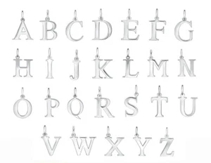 925 Sterling Silver Alphabet Letter Initial Pendant with 16"+2" Ext Box Chain - Picture 1 of 27