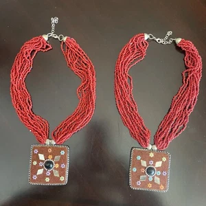 GROSSHANDEL ETHNISCH BOHO INDIEN BANJARA HALSKETTE PERLEN ROT: 20" 2er Set - Bild 1 von 4