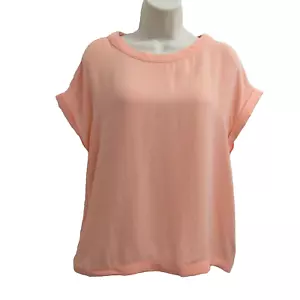 Worthington Womens Short Sleeve Flowy Pullover Top Shirt Blouse Orange Medium - Picture 1 of 12