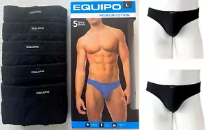 Herren Equipo 5er-Pack Bikini-Slips (schwarze Farbe) Flugverbots Premium Baumwolle Unterwäsche - Bild 1 von 6