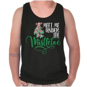 Christmas Meet Me Under the Mistletoe Xmas Tank Top T Shirts Tees Men Women - Picture 1 of 7