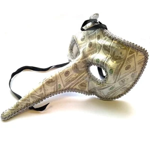 Long Nose Venetian Masquerade Mask Mens Womens Dollar Bill Purge Plague Doctor - Picture 1 of 3