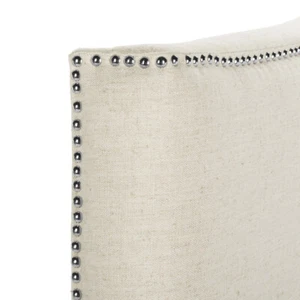 SAFAVIEH Jeneve Linen Headboard Silver Nail Head | Off White | King | - Picture 1 of 1
