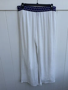AGB Women's Gauzy Lined Pants Size XL White Wide Legs Flowy Wide Waist Band - Picture 1 of 4