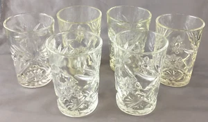 Vintage set of 6 Anchor Hocking Prescut Clear Star of David Flat Glass Tumblers - Picture 1 of 10