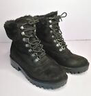 Dorothy Perkins Black Ankle Boots Lace up Faux fur top Size 5