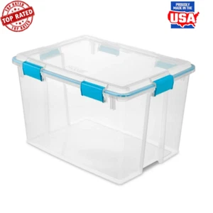 80-Qt Clear Gasket Storage Container W/ Lid & Latches Adult Organization Bin New - Picture 1 of 5