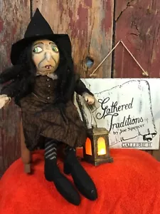 Joe Spencer Ebenholz Hexe mit Laterne 26" Halloween Regal Sitzer - Bild 1 von 9