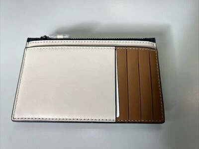 Coach CR407 Estojo de Cartão com Zíper Colorblock Assinatura Lona Carvão/Sela/Giz $98 - Imagem 1 de 4