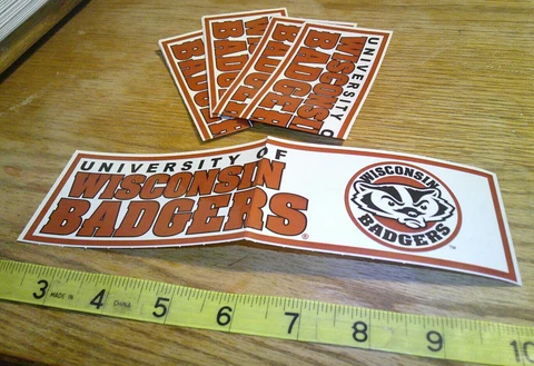 5 NCAA collegiate banner stickers officially licensed Wisconsin Badgers Cover