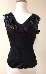 Rickie Freeman For Teri Jon Black Lace Sleeveless Blouse Top Sz 4 NEW TAGS $286 - Picture 1 of 5
