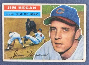 1956 Topps Set Break Jim Hegan (White Back) #48 POOR -- GOOD (crease) CENTERED - Picture 1 of 2