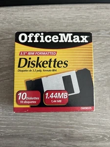 OfficeMax 1.44 MB Diskettes 3.5" Inch IBM Formatted Box of 10 Open Box - Photo 1/6