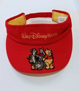 Vintage Winnie The Pooh Embroidered Red Golf Visor Cap Hat Walt Disney World - Picture 1 of 6