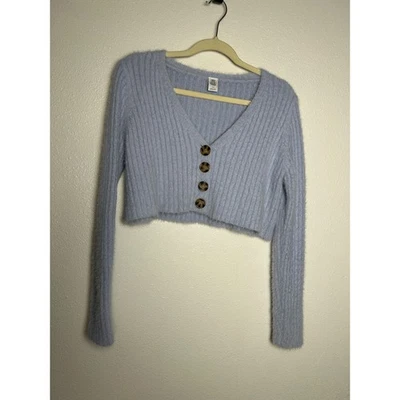Suéter Urban Outfitters Mujer Grande Azul Recortado Botón Frontal Cárdigan Difuso Foto 1 de 4
