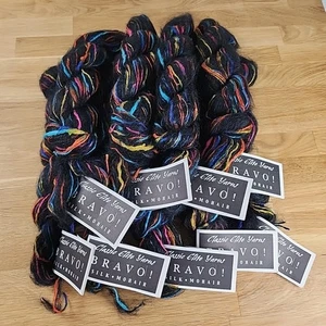 Lot of 9 Skeins Classic Elite Bravo Yarn Super Bulky Shade 3713 Black/Multi DISC - Picture 1 of 3