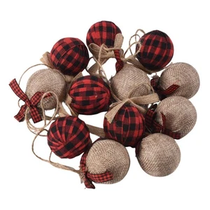 Adornos para Árbol de Navidad, 12 Piezas 2-1/2 Pulgadas Rojo Negro Cuadros a Cuadros2898 - Imagen 1 de 3