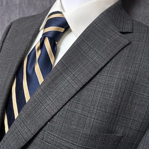 Chaps Sport Coat 44R Charcoal Gray Plaid Blazer Jacket Classic Business Stretch - Picture 1 of 11