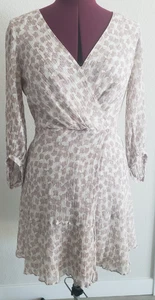 Club Monaco Silk blend Crinkled Long sleeve dress leaves floral print - Picture 1 of 15
