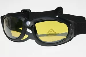 Large Men Motorcycle Goggles Black frame Yellow lens - Picture 1 of 1