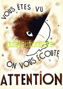 WW2 - You are seen attention we listen to you - circa 1940 - plastic poster - Picture 1 of 12