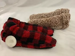 Women's Slipper Booties Buffalo Check Red/Black or Brown SZ S/M (5-7) M/L (8-10) - Picture 1 of 8