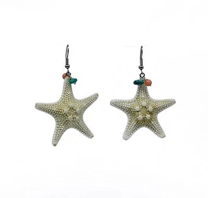 Pendiente Serpiente Estrella de Mar con Piedras Turquesas Rojas Colgantes Hecho a Mano en Hawai - Imagen 1 de 2