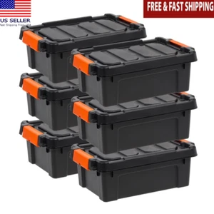 3 Gal Plastic Storage Bins with Latching Lids Heavy Duty Containers Totes 6-PCS - Picture 1 of 8
