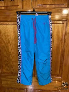 Justice Girl's Size 6 Active Light Blue Turquoise Animal Print Poly Sweatpants - Picture 1 of 3