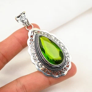 Peridot Gemstone Pendant Handmade 925 Sterling Silver Jewelry For Valentine Gift - Picture 1 of 4