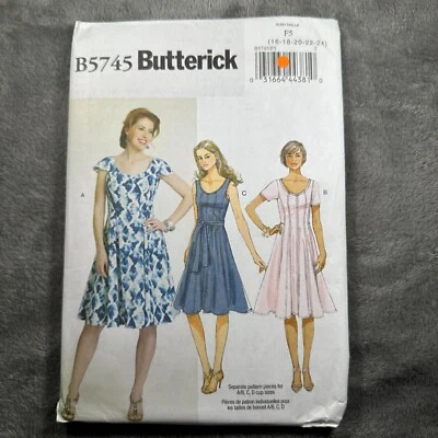 Butterick Sewing Pattern B5745 Misses Dress Size 16-24 Easy Fit & Flare Summer - Image 1 of 4