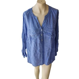 Top tunica Talbots donna TG 1X lino costa spiaggia estate casual viaggio vacanze - Foto 1 di 5