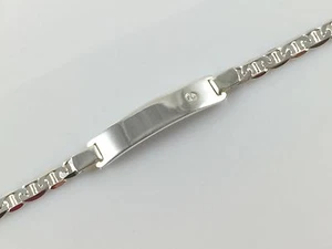 925 Sterling Silver Ladies Personalised Anchor ID Bracelet Diamond 7.5" - Picture 1 of 6