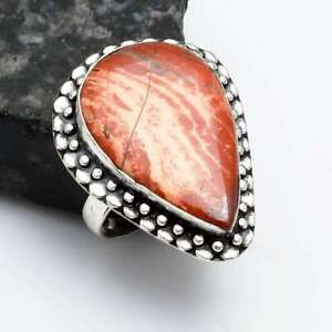Red Rainbow Jasper Gemstone Wedding Gift Ring Jewelry US Size-9 AR 26241