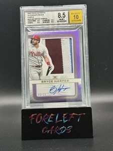 2023 Topps Definitive Bryce Harper Auto Purple 3 Color Patch 01/10 BGS 8.5 Pop 1 - Picture 1 of 2