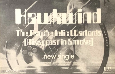 HAWKWIND 1974 UK ADVERT THE PSYCHEDELIC WARLORDS Hall of the Mountain Grill - Image 1 of 3
