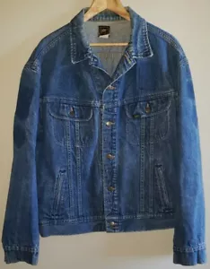 Vintage LEE Riders Denim Jean Jacket Sz 46L Distressed Western Rancher USA 90s - Picture 1 of 9