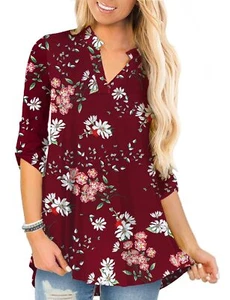 Women's Summer Tops Plus Size Tops for Women V Neck Tunics 3/4 Sleeve, 4X Plus - Picture 1 of 4
