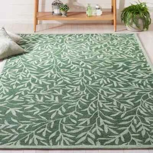 Tappeto floreale verde trapuntato a mano 80% lana e 20% cotone - Foto 1 di 7