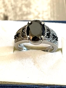 SIMULATED BLACK DIAMOND RING - STAINLESS STEEL- SIZE 9- 4.80 CTW - Picture 1 of 20
