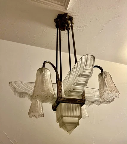 French 1930's Art Deco Chandelier - Maynadier attributed Cover